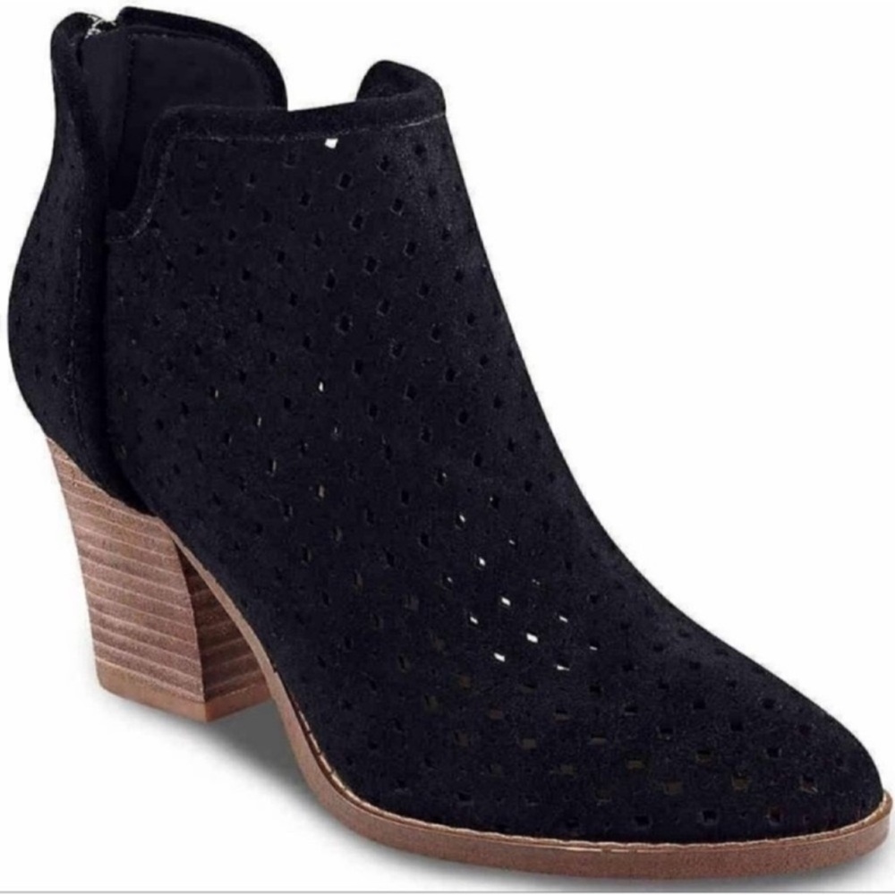 Marc Fisher Canopy Black Suede Cutout Boots 8 Western Boho Cowgirl Boho Fall